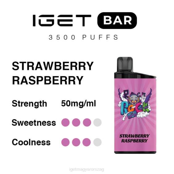 IGET Vape Europe bár 3500 fújás 08804B273 eper málna
