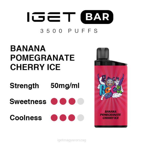 Discount IGET Vapes bár 3500 fújás 08804B295 banános gránátalmás cseresznye jég