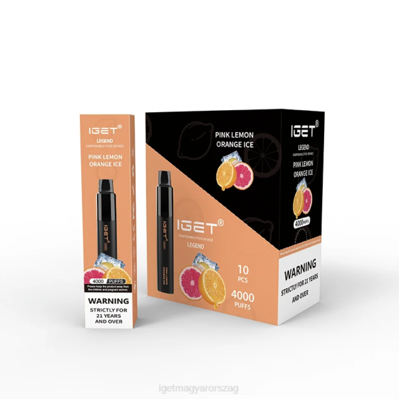 IGET Vape legenda 4000 fújás 08804B321 rózsaszín citrom narancs jég
